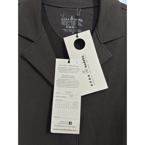 NWT Neon Buddha XL Button Up Shirt Jacket Brown Artsy Lagenlook Stretch Cotton - Picture 5 of 9